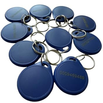 YARONGTECH RFID-nyckelbricka med dubbla frekvenser 125 Khz EM4100 och 13,56 Mhz RFID 1K chipkedja (paket med 10), BLÅ, Dual Frequency
