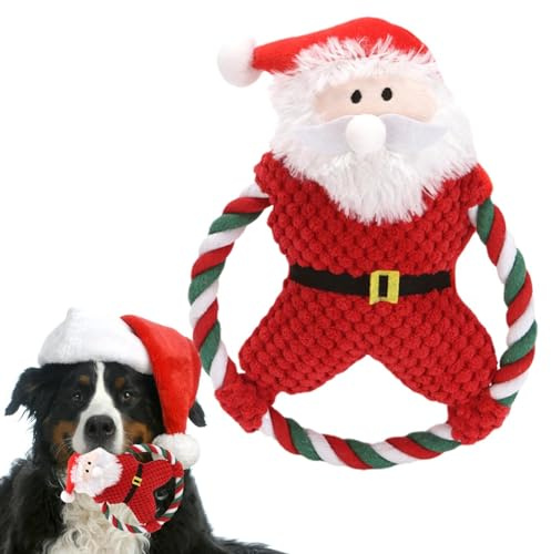 Acunny De Noël pour Chien | Jouet Chien Père Noël | Doudou à Mâchouiller Mignon pour Race Petite Moyenne Animal Agé | Extérieur Parc Chambre Maison Salon