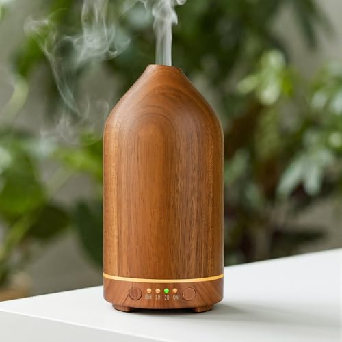 Vankarr Difusor Aceites Esenciales Madera de Acacia, Difusor de Aromas Ultrasónico Difusor de Aromaterapia Vaporizador de Esencias para Casa, Yoga, 100ml