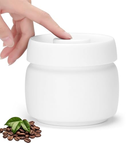 VINATO Barattolo per Caffè Ermetico in Acciaio Inox 0,4L – Contenitore Sottovuoto per Caffè, Tè o Alimenti, Barattolo Caffe (Bianca)