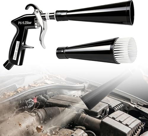 Torr utblåspistol bilvård, tryckluftspistol, blowgun tryckluft, högtrycksluft pistol, tryckluft rengöringspistol med 2 uppsättningar munstycken för säten, fälgar, motor, läder, svåråtkomliga platser