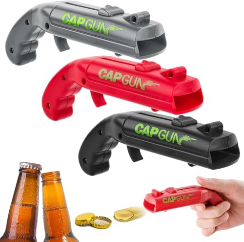 3 Pezzi Apribottiglie Pistola, Apribottiglie Divertente a Forma di Pistola per Tappi, Spara Tappi Bottiglia, Gadget per Uomo, Accessori per Bar Casa, Feste e Party