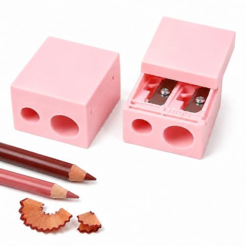 Pencil Sharpener, Fits Regular & Large Lip or Eye Pencils, Perfect Points, Built-in Cleaning Pick, Nude Colour