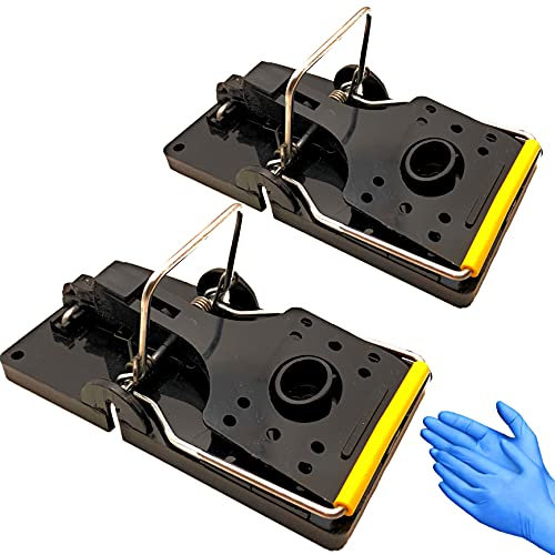 2 Pack Large Rat Traps With Heavy Duty Spring For Humane Kill Complete Reusable With 1 Pair Of Bonus Gloves by MAMAX (UK SELLER)