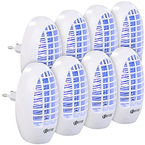 Exbuster Anti Mücken: 8er-Set Steckdosen-Insektenvernichter mit UV-Licht, für Räume bis 20m² (Mücken Stecker, Blaulicht Insektenvernichter, Insektenschutz)