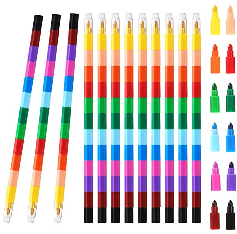 6 X Square Swop Point Crayons for Kids, Stationary Supplies, Colouring Pencils For Children Art and Craft, Staking Twistables Crayons, Party Bag Fillers For Kids