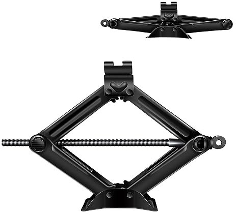 2T Scherenwagenheber mit Griff Einfach zu bedienen, Stahl Wagenheber, 2 Tonnen, Hubbereich 115mm bis 390mm, Einfach zu lagern, für Autos, Transporter, Reparaturen, Reifenwechsel