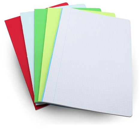 DOJA Barcelona | häftade anteckningsböcker A4 | 5-pack | 210 x 297 mm | 48 ark 4 x 4 mm från 70 g | Ingen spiral | mjukt omslag | slumpmässiga färger | anteckningsbok A4 | skolbok | studenter