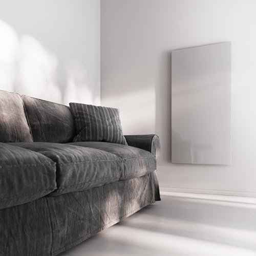 heatness Infrarotheizung Glas Wand, XL – Wandheizung energiesparend, 800 Watt, Heizkörper zur Wandmontage, 60 x 120 x 2,5 cm für bis zu 15 m², weiß