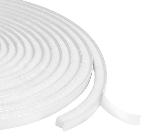Flintronic Burletes Para Ventanas Correderas, Cepillo adhesivo de 6m, Junta de Cepillo Autoadhesiva, Burletes Para Ventanas, Prueba de Viento de Polvo Puerta Ventana Strip Pegatina 9 x 9 mm (Blanco)