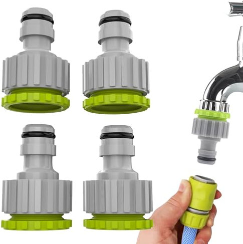 Conector De Grifo a Manguera De Plástico, 4 Piezas Adaptador De Manguera para Grifo, 3/4, 1/2 Pulgada 2 In1 Plástico Adaptador De Grifo Roscado Exterior Conector De Grifo para Riego De Jardín