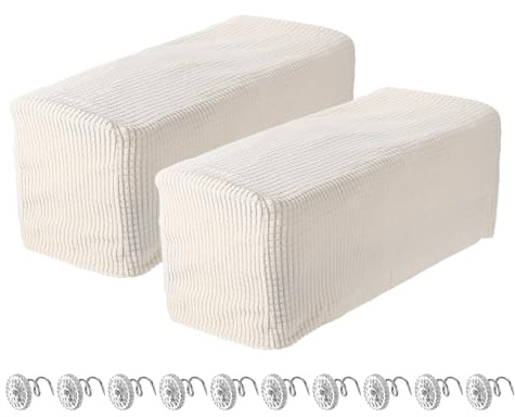 uxcell 2pcs Stretch Armrest Covers for Chairs/Sofas, Couch Arm Covers with Twist Pin, Furniture Protector Slipcovers White