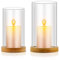 2er Set Windlicht Kerzenständer, Windlicht Glas, Kerzenständer Glas, Kerzenteller Klar Glaszylinder Mit Holzperlen Tablett Windlichter Für Draußen Tisch, Party Dekoration Weihnachten Hochzeit