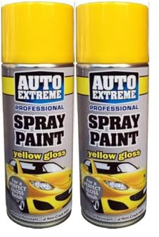 PNJB Multipurpose Yellow Aerosol Spray Paint, Gloss Finish, Fast-Drying Formula, Non-Cracking Composition, Long-Lasting Durability, Ease of Use, Adaptability Ensures Consistent, 400ml (2 Pcs)