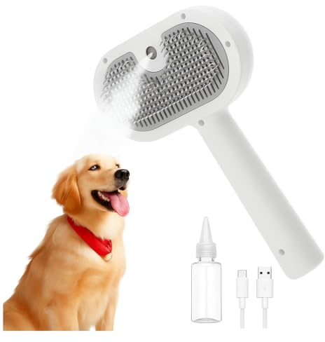 Cepillo Vapor Para Perros y Gatos, Cepillo Vapor Para Mascotas, 3 en 1, Limpia, Desenreda y da Masaje, Pelo Corto y Pelo Largo