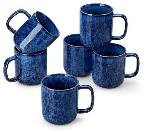 vancasso Starry Coffee Mugs Set of 6, 12oz/360ml Stoneware Coffee Mug with Handle, Tea Cups for Cocoa Milk, Microwave & Dishwasher Safe, Blue