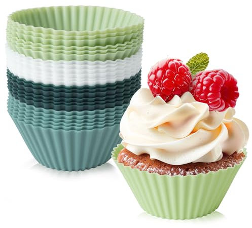 Lot de 24 Moule Muffin Silicone | Anti-adhésif Moule Cupcake pour Muffins, Cupcakes, Pâtisseries, Puddings | Réutilisables Moule à Muffin pour Four, Air Fryer | 4 Couleurs Moule Cake