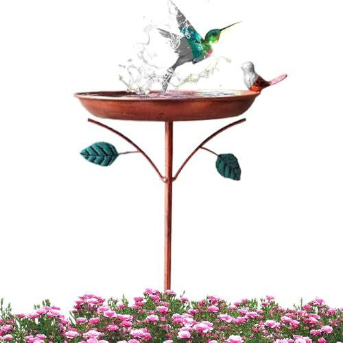 Baño para Pájaros Exterior,Bebedero De Pájaros De Pie con Estaca Metálica | Plato De Agua Independiente, para Aves, Accesorios para Mascotas, Decoración Artística para Jardín,