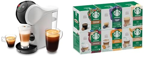 NESCAFÉ Dolce Gusto Genio S automatische Kaffeemaschine in Weiß, Starter-Kit inklusive 6 Packungen STARBUCKS by NESCAFÉ Dolce Gusto Kaffeekapseln