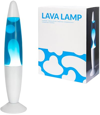 GIFTMARKET – Lampe à lave bleu. Lampe rétro de table de chevet 34 x 8,5 cm avec 2 ampoules fournies. Idée cadeau originale et amusante pour adolescents et décoration moderne.