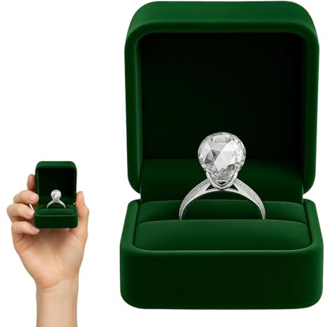 YgonziRuvc Engagement Ring Box, Elegant Green Jewellery Box for Wedding Proposals and Ceremonies, Compact 5x6x5 cm Ring Storage Solution