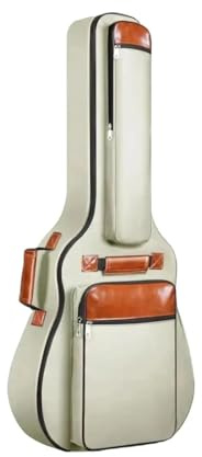 HUDFVIOI Gitarrväska 100 cm tjock vattentät Oxford nylon dubbla remmar bomull vadderad gitarrfodral akustisk väska för gitarr, Khaki, En storlek, En stil
