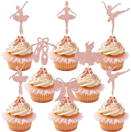 ZCXVC 24PCS Ballerina Tutu Cupcake Toppers Ballerina Birthday Party Decorations Cupcake Picks for Wedding Baby Shower Birthday Party Decor Sign
