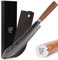 YOUSUNLONG Coltello da macellaio Coltello da cuoco professionale Damasco giapponese da 10 pollici VG10 Manico in legno di noce naturale con fodero in pelle