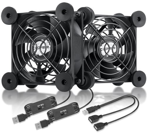 upHere U80 USB Lüfter,Multi-Speed-Steuerung,mit Metallgrillschutz Gehäuselüfter 80mm zum PC/TV-Box/Empfänger/AV-Kabine/PS4/Router,U804