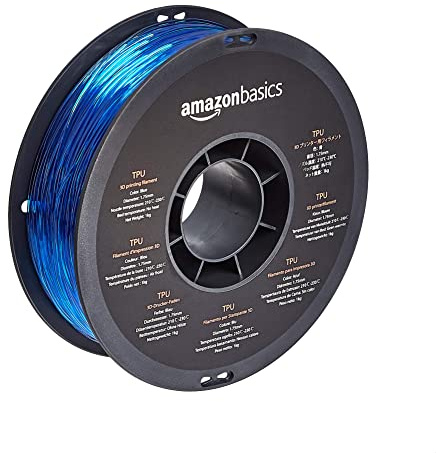 Amazon Basics Filamento para impresora 3D, poliuretano termoplástico (TPU), cinta de 1 kg (2.2 libras), 1.75 mm, azul