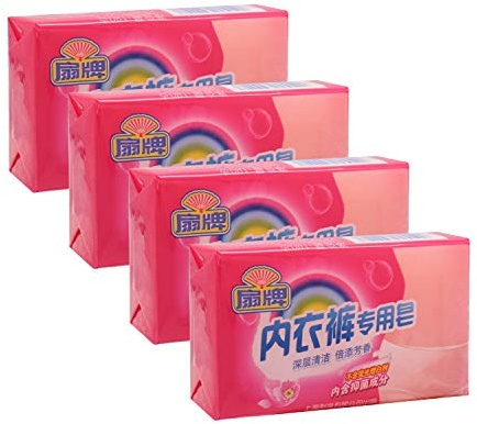 BEE & FLOWER Fan Underwear Cleaning Soap Bar Underwear Laundry Bar Soap for Clothes, Bars, Panties, Lingerie Washing by Hand (6.3 Oz x 4)