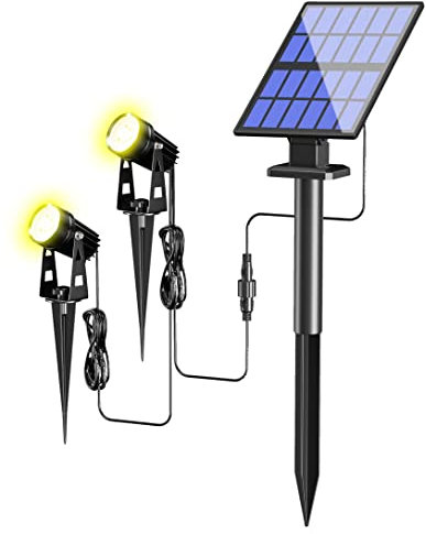 FLOWood Solar Gartenleuchte, 2 in 1 Solarstrahler Solarlampen für Garten, Aluminium-Werkstoffe Wasserdicht LED Solarlampe Außen Solarleuchte, Auto-on/off für Bäume,Sträucher,Gartenweg, Warmes Licht