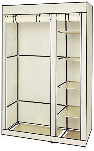 Armoire Alightup de Rangement Dressing Penderie Tissu Garde Robe Portable pour Chambre D'adulte Beige 5 Couches 6 Cubes 110 x 45 x 175