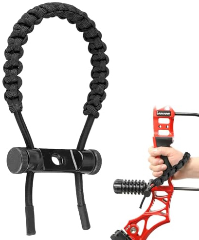 Eslinga de Arco de Muñeca de Tiro con Arco, 23 x 7.5 x 2.5 cm Correa de Cuerda de Muñeca Compuesta Ajustable Accesorio de Caza al Blanco Equipo de Tiro con Arco para Arco Recurvo Arco Compuesto(Negro)