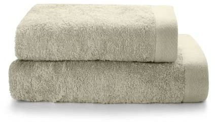 SWEET HOME - BE Green - Toalla de baño de 1 + 1 invitado 40 x 50 cm + Cara 50 x 100 cm, Certificado Oeko-Tex, con algodón y plástico Reciclado, Verde