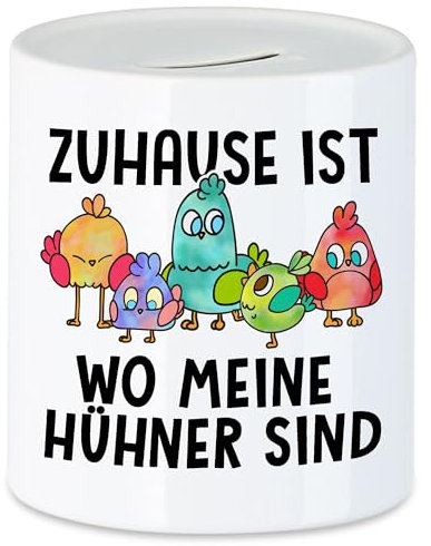 Hey!Print Zuhause Ist Wo Meine Hühner Sind Spardose Huhn-Fans Bauernhof Chicken Hühnerhof Geschenk