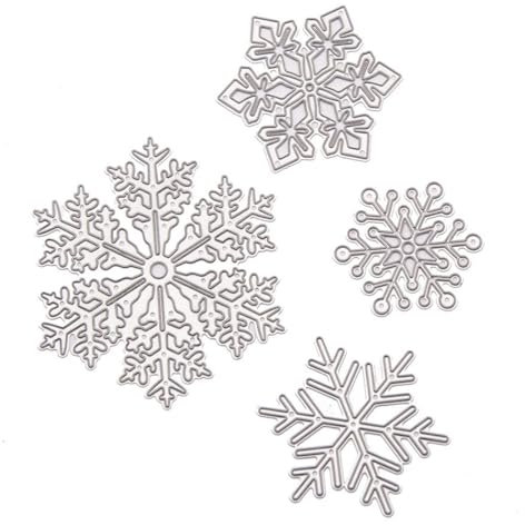 4 Pezzi Fustelle Natalizie, Cutting Dies, Fiocco di Neve Natale Stencil, Fiocco di Neve Cutting Dies, Per Scrapbooking Cartolina Goffratura Inviti Biglietti Carta di Matrimonio Decorazione di Album