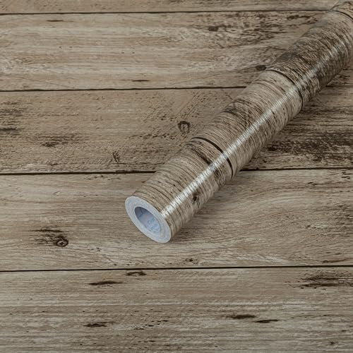 Hode Wood Effect Vinyl Wrap Self Adhesive Wallpaper 30cmx2m, Sticky Back Plastic Roll Peel and Stick Wallpaper Worktop Vinyl Covering Table, Removable Waterproof