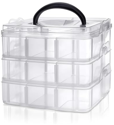 Daletu Sorting Boxes with Compartments for Lego, Puzzle, Bead, Sewing Parts (Transparent, 18 Compartments)