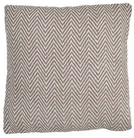 Meubletmoi Coussin carré 40 x 40 cm en Coton brodé avec Motifs Chevrons Beige et écru – décoration Salon Chambre – Glint
