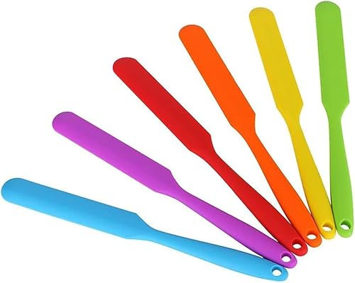 KIBBEH 6pcs Silicone Jar Spatulas,Peanut Butter Stirrer,Resistant Cake Cream Butter Spatulas Mixing Batter Scraper,Jar Spatula with Long Handle Heat Resistant