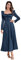 OMEWEE Women's Navy Blue Satin Cocktail Dress Elegant Corset Sweetheart Neck Long Puff Sleeve Formal Party Dress Wedding Gown S