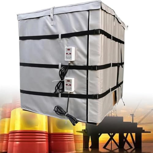 Metalltrumvärmare, professionell 55 gallon/275 gallon heltäckande IBC-tote/tankvärmarfilt, växthusvärmare, temperatur 0~150 ℃, för IBC-plasttankar,275Gallon/1000L-Grey