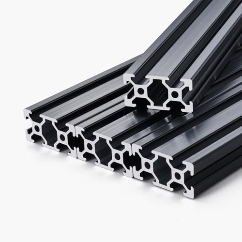 VEVOR Profilés d'Extrusion en Aluminium 2040, Lot de 5, Rail Linéaire Anodisé Norme Européen Rainure en T 1200 mm, Haute Résistance, pour Imprimante 3D, Machine Bricolage CNC, Gravure au Laser, Noir