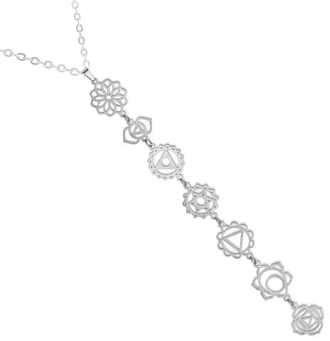 Only faith Collana da Donna con ciondolo Nodo di Strega e Tetragrammaton per Donna I 7 CHAKRAS, Ciondolo Lungo di Simboli Spirituali, Yoga Reiki Meditazione Amuleto, Pequeño, Acciaio inossidabile