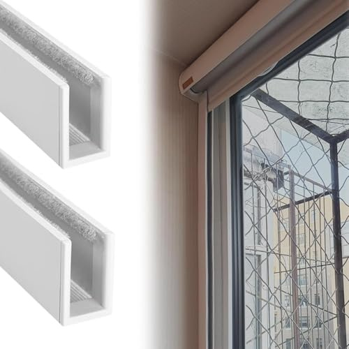 2 Pcs Light Blocking Roller Blind Strips Window Shade Side Rail Tracks for Privacy & Light Proof Blackout Light Gap Blockers for Bedroom/Kitchen (White 205cm)