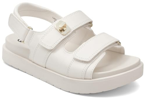 FUPPIA Girls Sandals Fashion Comfort Flat Adjustable Strap with Cushioned Footbed Slip on Summer Beach Sandals White 2