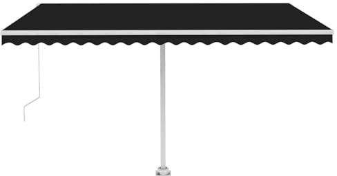 HOMELEN Standmarkise Manuell Einziehbar 400x350 cm Anthrazit, Markise Balkon Ohne Bohren, mit Handkurbel Alu-Markise UV-Beständig Höhenverstellbar & Wasserabweisend | Sonnenschutz Für Laden