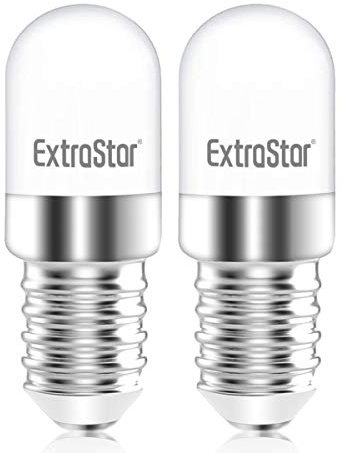 EXTRASTAR LED glühbirne, kühlschrank E14 LED Lampen, 1.8W Ersatz für 14W Halogenlampen, Kaltweiß Leuchtmittel E14 6500K, LED Kühlschrankbirne, Leuchtmittel E14, Nicht Dimmbar, 2er Pack