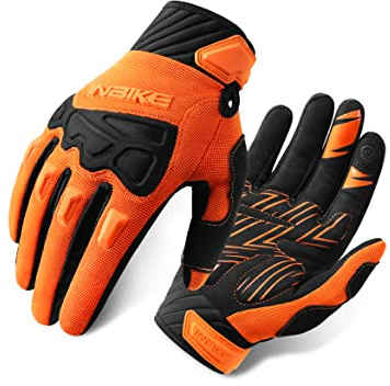 INBIKE Guanti MTB Guanti da Ciclismo in 5mm Eva Touchscreen Antiurto Antiscivolo Bici da Strada Moutain Bike per Uomo e Donna(Orange,XL)